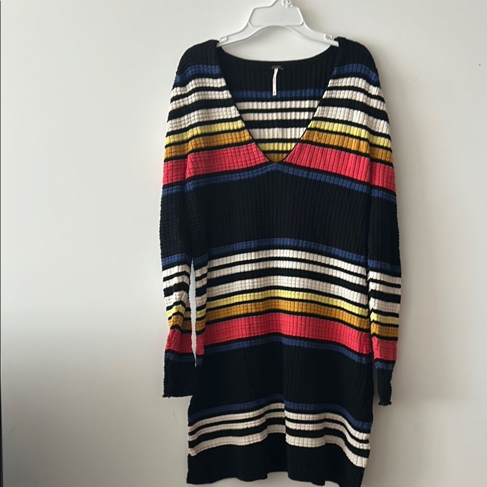 Free people  size M Striped V-Neck Sweater Dress